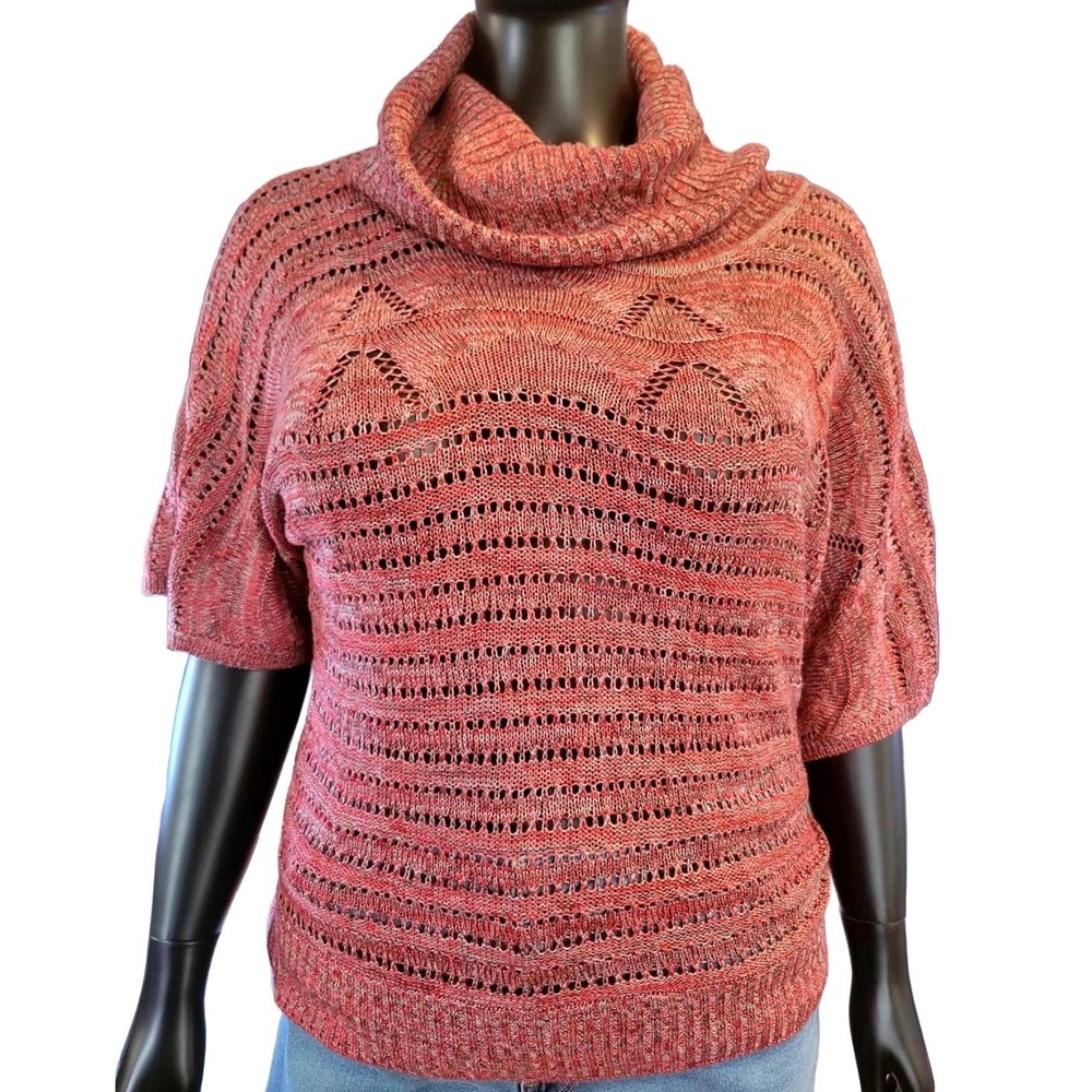 One World Live and Let Live Burgundy Cowl Neck Sweater 2X
